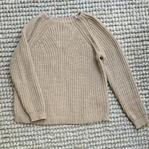 J. Crew Boxy Cropped Light Brown Cotton Sweater | XS